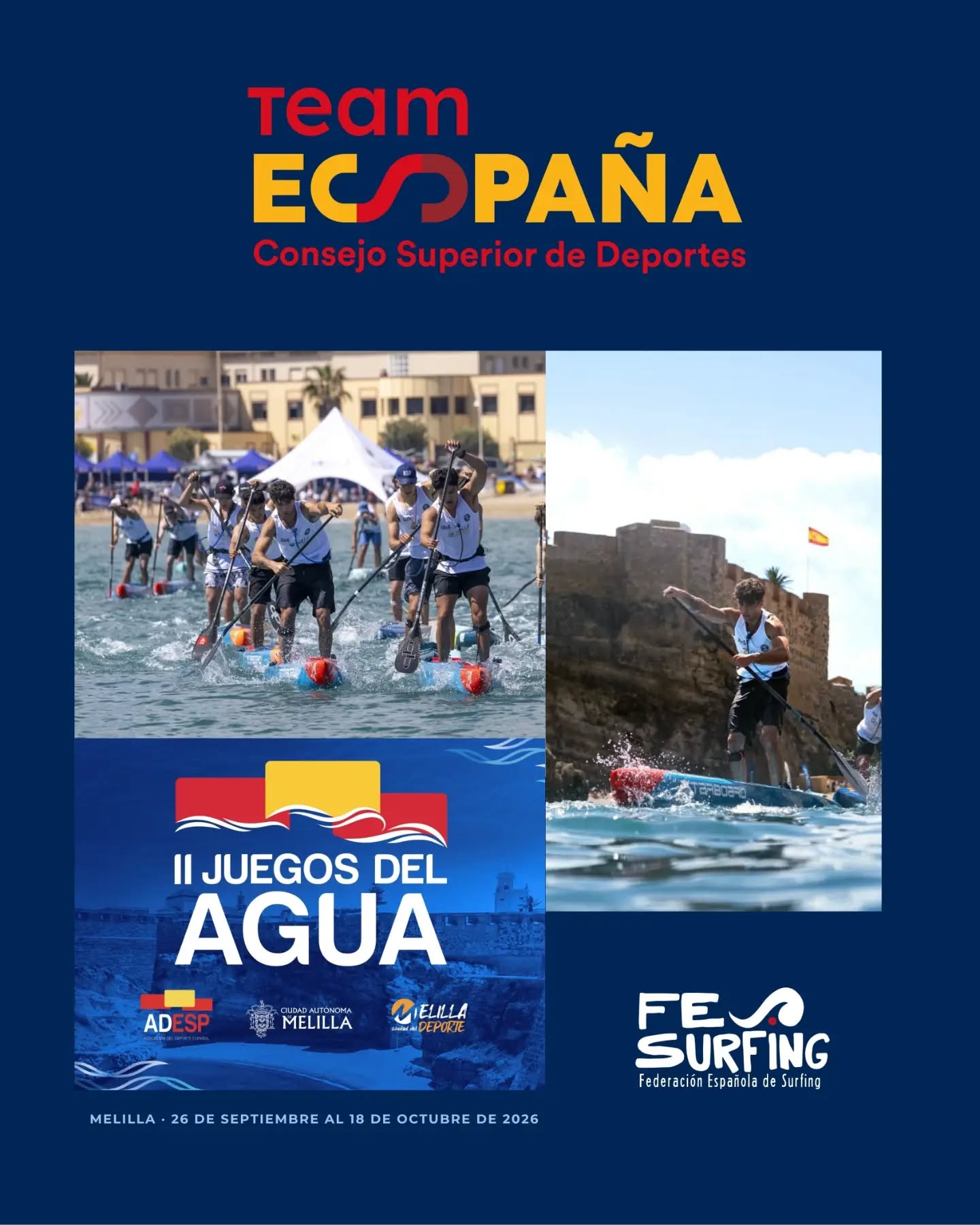 🌊🇪🇸 ¡Selección Española de SUP preparada para el Campeonato de Europa en Melilla!
Del 2 al 6 de octubre, nuestros deportistas competirán en Sprint, Técnica y Larga Distancia dentro de los Juegos del Agua 2026. 🔥
Estos son los convocados 👇
OPEN MASCULINO
Sprint: @sergiocantoral_ / @ivipuente_
Técnica: @aaron_ssanchez / @manu_hoyuela
L. Distancia: @antonioomorilloo / @lluis.perotti
OPEN FEMENINO
Sprint: @albafrey / @alexiaasoto_
Técnica: @albafrey / @dunagordillo
L. Distancia: @dunagordillo / @espe.bs
SUB18 MASCULINO
Sprint: @dani_folgui_sup
Técnica: @rubencantoral_
L. Distancia: @danisenoglu
SUB18 FEMENINO
Sprint: @nuria_chiquero
Técnica: @nuria_chiquero
L. Distancia: @evi09_sup
Una convocatoria que completa la participación española en este Campeonato de Europa, iniciada en julio con las pruebas de SUP Olas en Salinas, donde también estuvieron @manu_hoyuela, @delosreyes., @alazneaurreko, @julieta_rovimar y @rbasilio. 🇪🇸🌊
📅 2–6 de octubre
📍 Melilla
🏆 Campeonato de Europa de SUP 2026
🌊 Juegos del Agua
¡Vamos equipo! 🇪🇸🔥 ¡Nos vemos en Melilla!
#FS26 #TeamEspaña #SUP #EuroSUP #JuegosdelAgua
@coe_es
@deportegob
@surfingpuntoes_
@iberdrola
@federacionasturianadesurfing
@federacion_melillense_surf
@fgsurf
@federacion_surf_region_murcia
@fsurfcat
@fecansurf
@fedcantabrasurf
@siroko